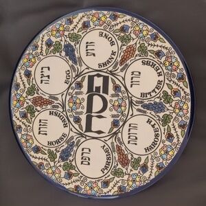 Colorful Vintage Armenian Ceramic Seder Plate